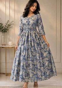 Floral Print Ethnic Gown