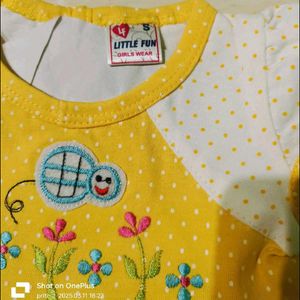 Cute Baby Girl's Yellow Dress Set