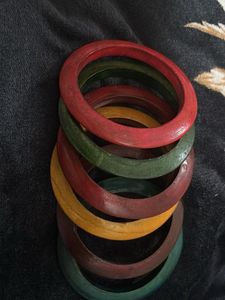 Colorful Wooden Bangle Set of 7