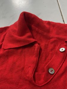Red Collared Crop Top