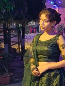 GREEN STITCHED LEHENGA WITH BLOUSE AND DUPATT