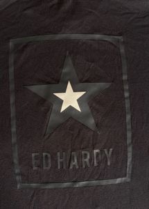 Ed Hardy Black Polo T-Shirt – Star Logo Graphic,