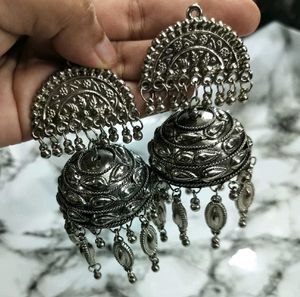 Oxidized Jhumka &amp; 2 Rings (Selling at Rs.99 each)