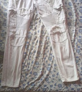 White Distressed Biker Cargo Jeans – PREME