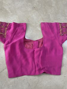 Pink Embellished Readymade Saree Blouse