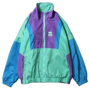 Retro Color Block Windbreaker Jacket