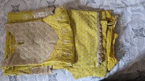 Embroidered Yellow Kurta Set
