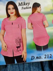 Pink Cold Shoulder Tunic with Deer Print