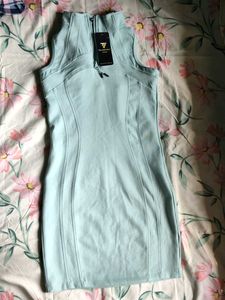 Light Blue Sleeveless Zipper Dress