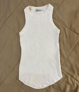 Zara Classic White Ribbed Tank Top