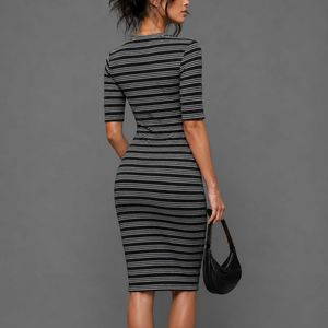 Striped Bodycon Midi Dress
