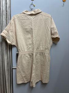 Beige Button-Down Romper