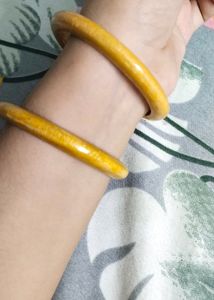 Vintage Yellow Wooden Bangle Set