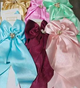 2 Vibrant Satin Bow Hair Clips