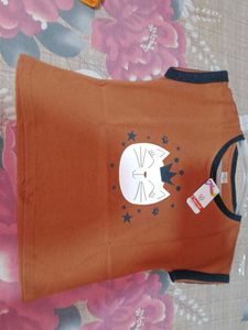 Cute Cat Print Orange T-Shirt