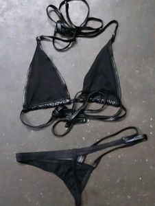 Shiny Black Bikini Set