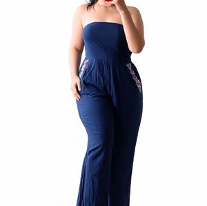Navy blue strapless jumpsuit