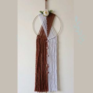 Boho Macrame Wall Hanging with Flower Accent