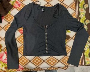 Trendy Beige Button-Down Top