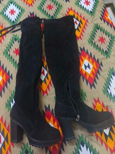 Black Thigh High Platform Boots