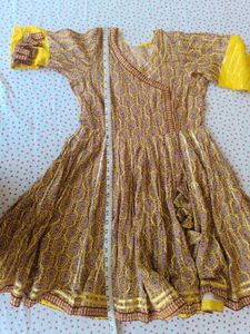 Yellow Printed Anarkali Kurta