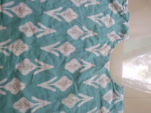 Aqua Blue Printed Kurta with Trousers