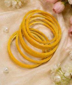 Velvet Yellow Bangles Set