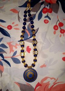 Blue Beaded Necklace with Pendant