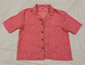 Stylish Pink Line Art Print Crop Shirt 34-36 bust