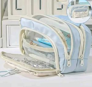 Pastel Blue &amp; Cream Cosmetic Pouch