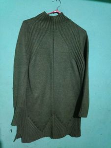 Elegant Olive Green Knit Sweater