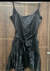 Sleek Black Satin Mini Dress