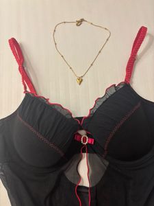 Elegant Black &amp; Red Babydoll Lingerie