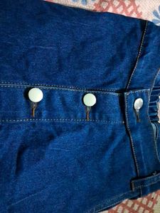 Blue Denim Maxi Skirt with Buttons