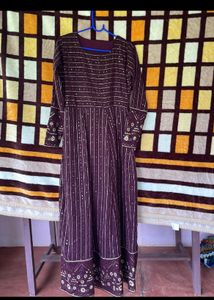 Elegant Purple Embroidered Maxi Dress
