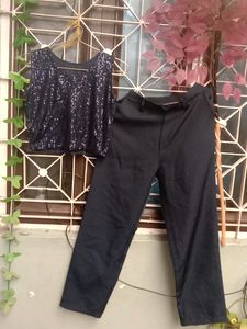 Women Cord Set With Sequence Top