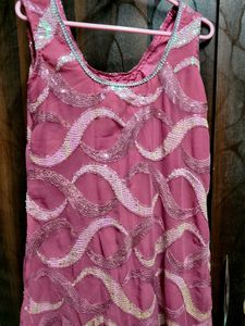 Beautiful Pink Sequin Suit with Palazzo - XL/XXL (