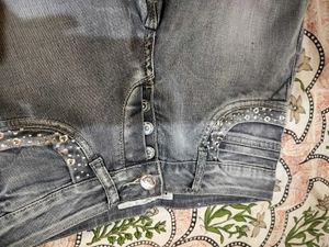 Stylish Grey Embellished Jeans