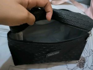 Stylish Black Textured Cosmetic Pouch