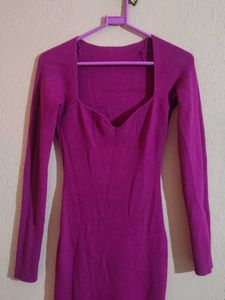 Ribbed Sweetheart Neck Midi Dress