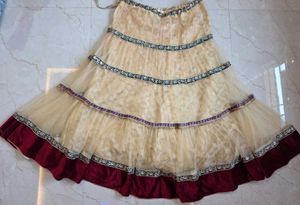 Maroon &amp; Cream Layered Lehenga Choli