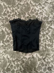 Elegant Black Beaded Corset Top RARE Y2K