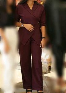 Wrap Style Co-ord Set, actually wine in colour, so