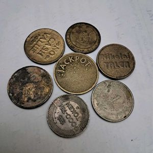 7 Vintage worldwide Token coins
