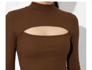 maroon Cut-out Mock Neck Long Sleeve Top