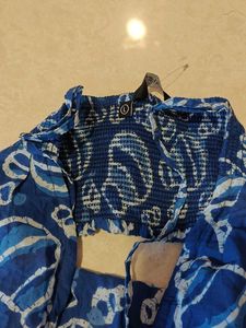 Bohemian Blue Shell Print Crop Top