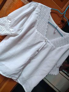 Chic White Puff Sleeve Square Neck Top