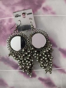 Oxidized Mirror Jhumka Earrings