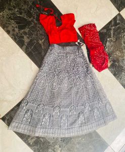 Elegant Grey Lehenga Choli Set
