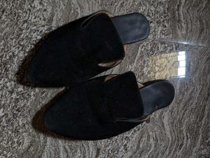 Black Flat Mules